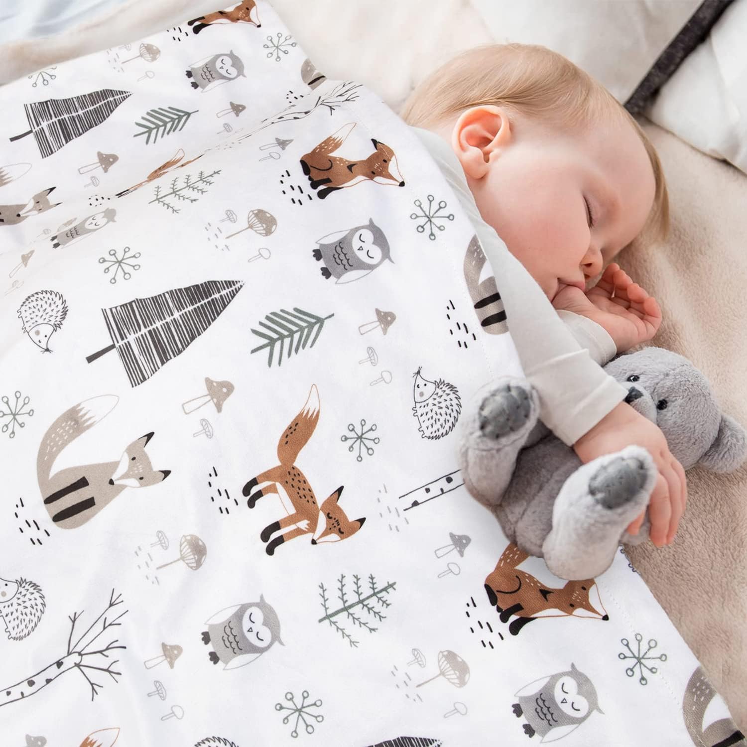 HOMRITAR Baby Blanket for Boys Girls Soft Plush Minky Blanket with Double Layer Dotted Backing for Toddler with Forest Foxes Multicolor Printed 30 x 40 Inch(75x100cm) - Image 2